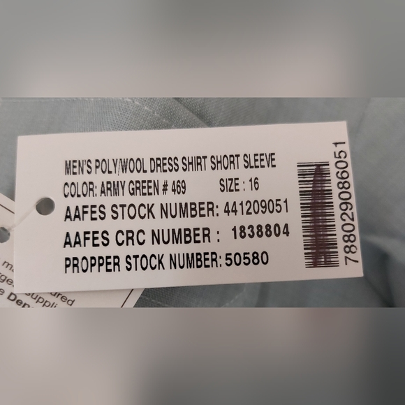 Propper Shirt Mens Size Small Army Green Polyester Wool Dress Shirt Short Sleeve - Picture 5 of 10